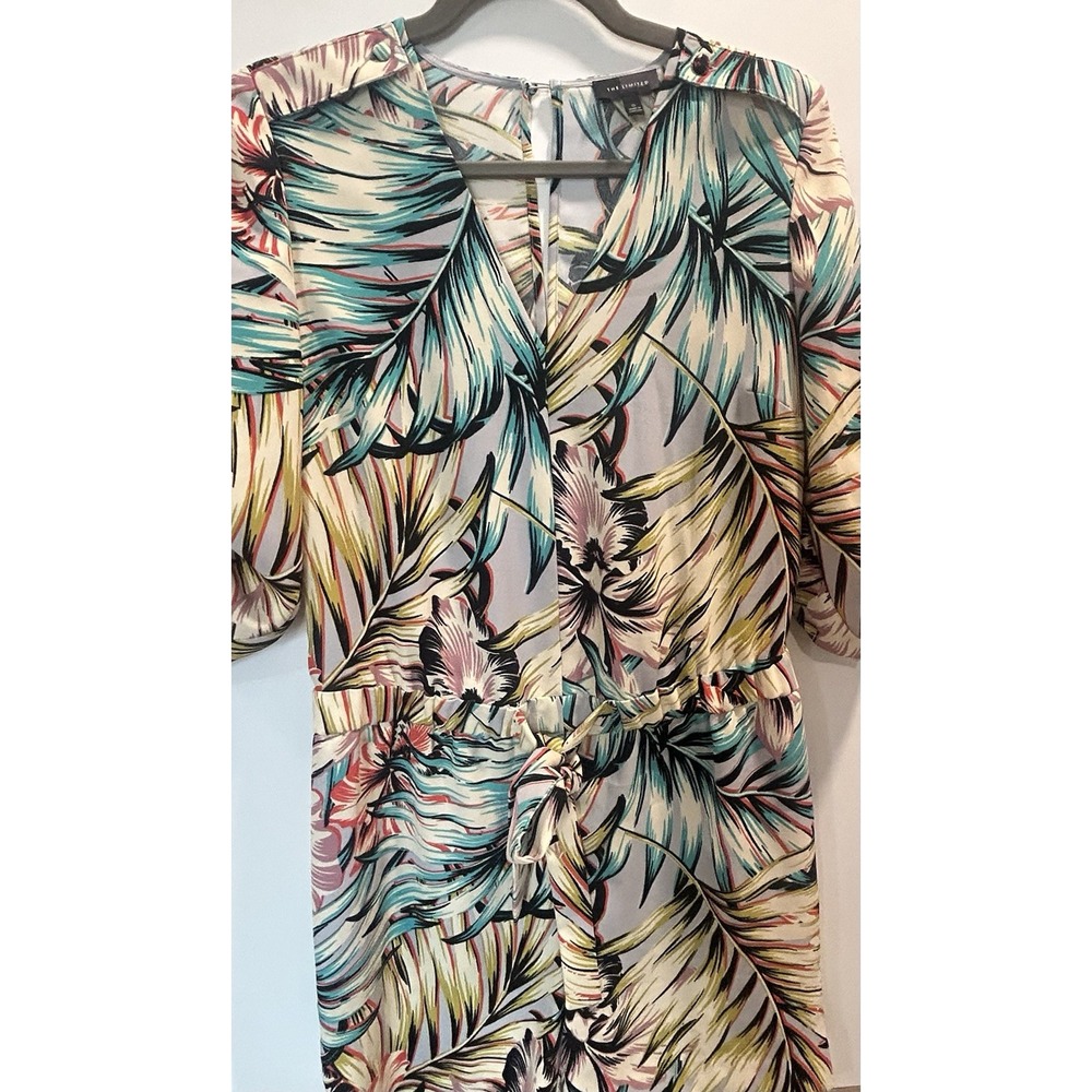 Women's The Limited V-Neck Floral Print Tropical Romper Tie Waist S Small